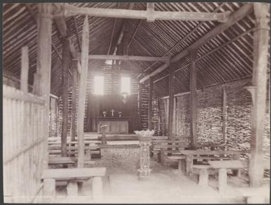 Interior of the church at Fagani, Solomon Islands, 1906 / J.W. Beattie