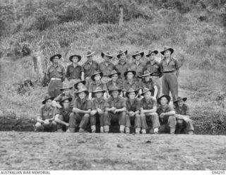 KARAWOP, NEW GUINEA. 1945-07-19. MEMBERS OF F FORCE, 2/1 TANK ATTACK REGIMENT, ATTACHED 2/6 CAVALRY (COMMANDO) REGIMENT