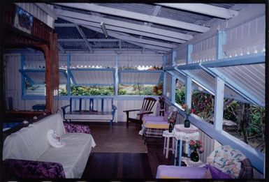 Interior view of house with angled windows