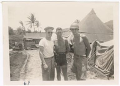 [Servicemen at military camp, Saipan]