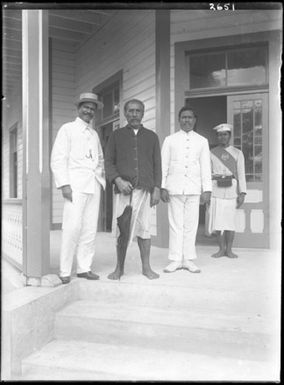 Samoan Islands. Apia. Scumanutoga, Principal Chief of islands, Charles Taylor, Faatoaga, Faapito (soldier).