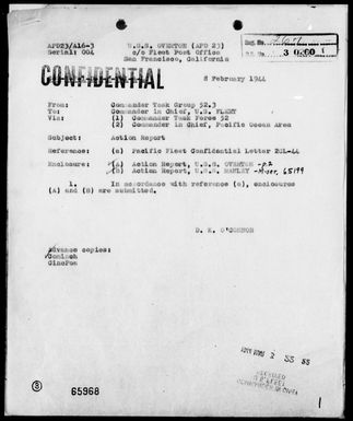 COMTASK-GROUP 52.3 - Act Rep, 1/30/44 to 2/5/44, Marshall Islands