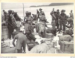 SAMANSO ISLAND, BOUGAINVILLE AREA. 1945-10-01. FOLLOWING THE SURRENDER OF THE JAPANESE ALL HIGH RANKING JAPANESE OFFICERS IN THE BUIN AREA WERE TRANSFERRED TO SAMANSO ISLAND. THEY USED THEIR OWN ..