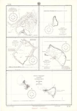 South Passage, Apamama Island : from a British sketch survey in 1884 : Maiana or Halls Island, Kingsmill Group : by the U.S. Ex. Ex., 1841 ; Maraki or Matthews Island, Kingsmill Group : by the U.S. Ex. Ex., 1841 ; Apamama or Hoppers Island, Kingsmill Group : by the U.S. Ex. Ex., 1841 ; Kuria and Nanouki (Aranuka) Islands, Kingsmill Group : by the U.S. Ex. Ex., 1841 / Hydrographic Office, U.S. Navy