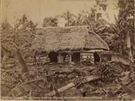 Samoan hut and children