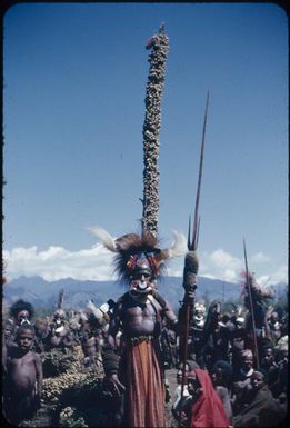 Men with peanuts; peanuts arranged in long columns : Wahgi Valley, Papua New Guinea, 1954-1955 / Terence and Margaret Spencer