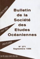 Bulletin de la Société des Études Océaniennes numéro 271