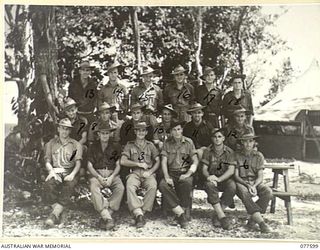 PERSONNEL OF NO. 2 PLATOON, 23RD FIELD COMPANY IN THE UNIT TENT LINES. FOR IDENTIFICATION OF 18 PERSONNEL SEE FILE