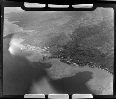 Apia, Upolu, Samoa, showing village and harbour