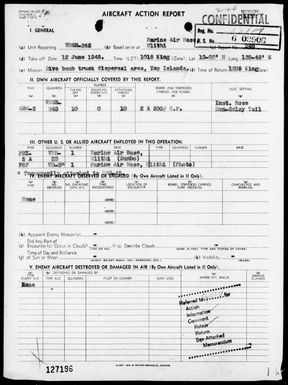 VMSB-245 - ACA Report # 248 â Bombing & strafing targets in the Yap Area, Carolines on 6/12/45