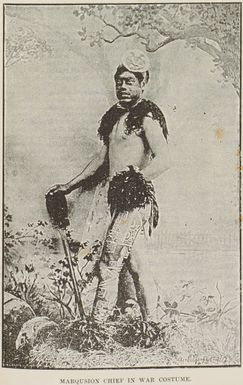 Marquesan chief in war costume
