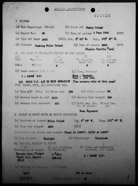 VMF-111 - ACA Reports Nos 86-100 & 105-108 - Air operations against the Marshall Islands, 6/1-26/44