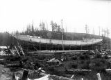 Four-masted schooner DEFIANCE under construction at Hoquiam, 1897