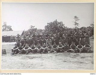 TOROKINA, BOUGAINVILLE. 1945-11-21. MEMBERS OF 12 BATTERY, F TROOP, 4 FIELD REGIMENT. THE REGIMENT SERVED WITH DISTINCTION IN THE BOUGAINVILLE CAMPAIGN. IDENTIFIED PERSONNEL ARE, FROM THE LEFT, ..