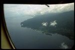 Aerial view of island from airplane