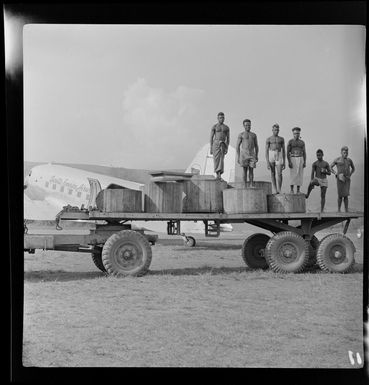 Qantas Empire Airways, cargo handling scene, Bulolo, Morobe, Papua New Guinea