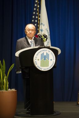 Asian American and Pacific Islanders (AAPI) Heritage event at HUD headquarters, with Hawaii Senator Daniel Inouye and Washington, D.C. television news anchor Eun Yang [among the guest speakers,] and Secretary Shaun Donovan and Deputy Secretary Ron Sims [among the HUD senior officials on hand]