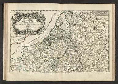 La Partie Occidentale de l'Allemagne avec les Pays Adjacents le Long du Rhein et des Rivieres quy s'y rendent. Tirée des Memoires de Cantel et de plusrs. autres. Corrigée et augm. par M. le Prieur du Neufmarche. Dediée a Monsieur de Harlay, Seigneur de Bonnevil, Conseiller Ordinaire du Roy en ses Conseils d'Estat, et Privé. Par son tres humble, et Obeissant Serviteur J. B. Nolin. A Paris, Chez J. B. Nolin sur le Quay de l’Horloge du Palais proche la Ryue de Harlay a l'Enseigne de la Place des Victoires. Avec Privilege du Roy. 1690.