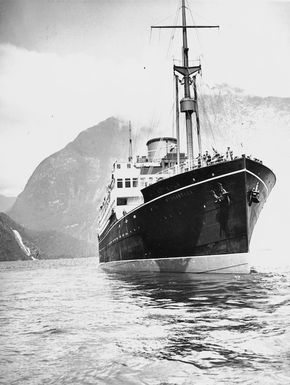The ship Wanganella in Milford Sound