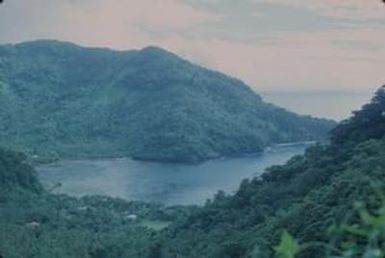 [Landscape of mountains and bay in Pago Pago, American Samoa]
