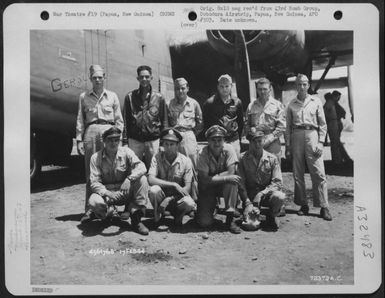 Lt. Carter And Crew Of The 65Th Bomb Squadron, 43Rd Bomb Group, Pose Beside The Consolidated B-24 'Geraldine' At Dobodura Airstrip, Papua, New Guinea. 17 February 1944. (U.S. Air Force Number 72372AC)