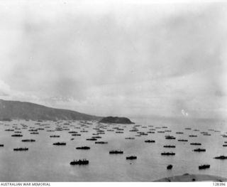 DUTCH NEW GUINEA. THE ALLIED INVASION CONVOY IN HUMBOLDT BAY, 1944-04-22. (US SIG CORPS)