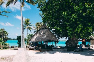 Fale on beachfront, Atafu, Tokelau