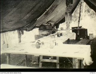 Oro Bay, New Guinea. 1943-04. The tented Officers' mess, 10th Field Ambulance, Army Medical Corps