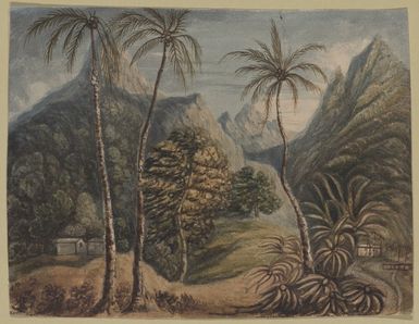 Tyerman, Daniel 1773-1828 :[Scene in Fare, Island of Huahine 1823]