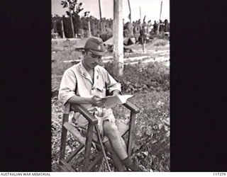 NAURU ISLAND. 1945-09-14. LIEUTENANT COMMANDER NAKAYAMA, IMPERIAL JAPANESE NAVY, A SUSPECTED JAPANESE WAR CRIMINAL, WHO WAS CAPTURED BY MEMBERS OF THE 31/51ST INFANTRY BATTALION