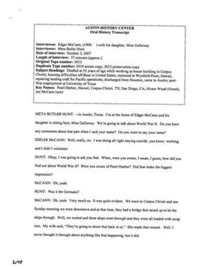 Oral History Interview with Edgar McCann, October 3, 2007