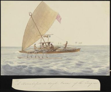 A hamatefua or single canoe of the Tongese [i.e. Tongans] [James Gay Sawkins]