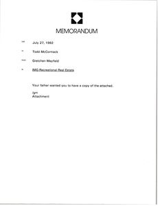 Memorandum from Gretchen Mayfield to Todd McCormack