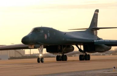 At Dyess Air Force Base (AFB), Texas, a B-1B Lancer bomber from the 9th Bomb Squadron (BS), takes off on a deployment to Guam in support of our defensive posture in the Pacific region