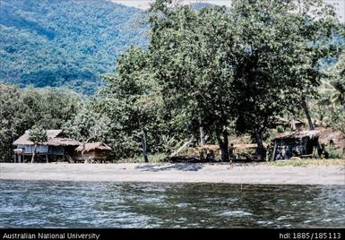 Deba village, houses in Deba from the sea