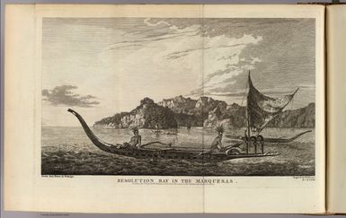 Resolution Bay in the Marquesas. Drawn from nature by W. Hodges. Engrav'd by B.T.Pouncy. No. XXXIII. Published Febry. 1st, 1777 by Wm. Strahan in New Street, Shoe Lane & Thos. Cadell in the Strand, London.