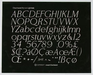 Churchward Roman Light Italic Print Negative