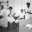 Students / technicians working in a medical laboratory, possibly Suva, Fiji.
