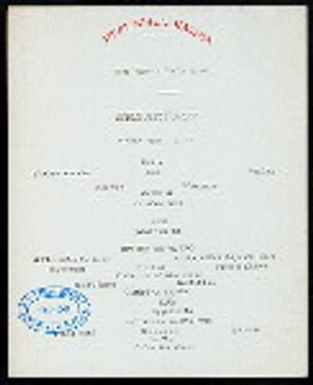 BREAKFAST [held by] TOYO KISEN KAISHA [at] EN ROUTE ABOARD HONG KONG MARU (SS)