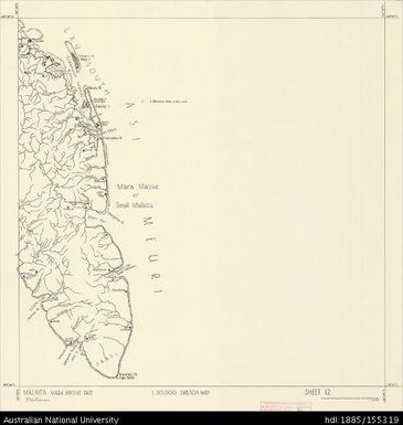 Solomon Islands, Malaita, Mara Masike East, Series: Sketch, Sheet 12, 1967, 1:50 000