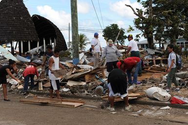 Earthquake ^ Tsunami - Leone, American Samoa, October 2, 2009 -- Volunteers on American Samoa begin clearing debris following the recent earthquake and tsunami. Debris removal is major challenge following natural disasters.