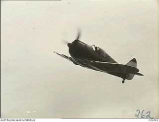 TSILI TSILI, NEW GUINEA. C. 1943-11. A BOOMERANG AIRCRAFT OF NO. 4 (ARMY CO-OPERATION) SQUADRON RAAF TAKING OFF ON A FLIGHT OVER JAPANESE TERRITORY