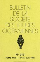 Bulletin de la Société des Études Océaniennes numéro 219