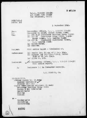 USS FLEMING - Rep of Ops in the Invasion of Guam Is, Marianas, 6/8/44 - 8/1/44