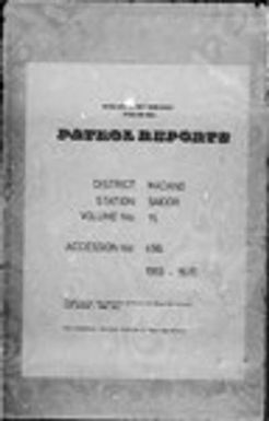 Patrol Reports. Madang District, Saidor, 1969 - 1970