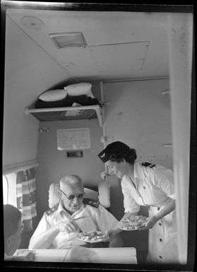 Crew members on board aircraft, TEAL (Tasman Empire Airways Limited), Satapuala, Upolu, Samoa