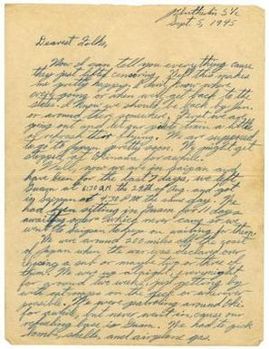 [Letter by James E. Sutherlin to his parents - 09/05/1945]