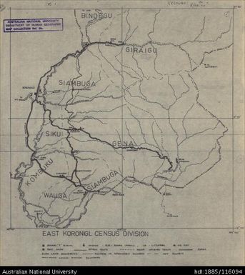 Papua New Guinea, Chimbu Province, Eastern Koronigl Census Division, 1952