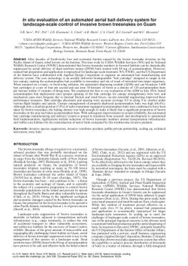 In situ evaluation of an automated aerial bait delivery system for landscape-scale control of invasive brown treesnakes on Guam