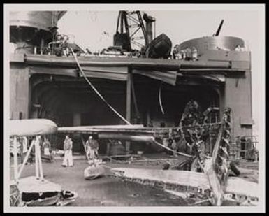[Wreckage of Vought OS2U Kingfisher on USS Curtiss, #2]